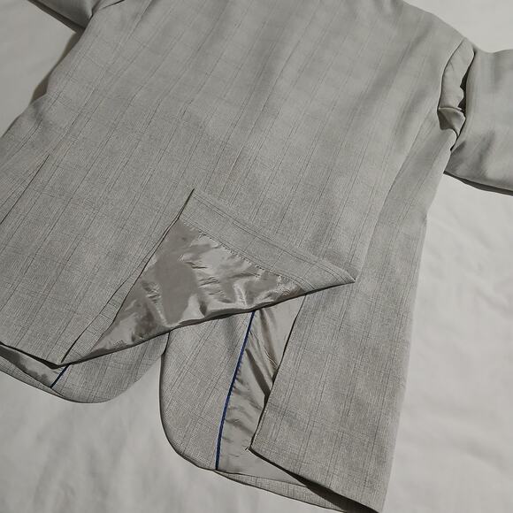 Stacy Adams Gold 40R Pale Grey Windowpane Fully-Lined Two-Botton Blazer - Picture 7 of 14